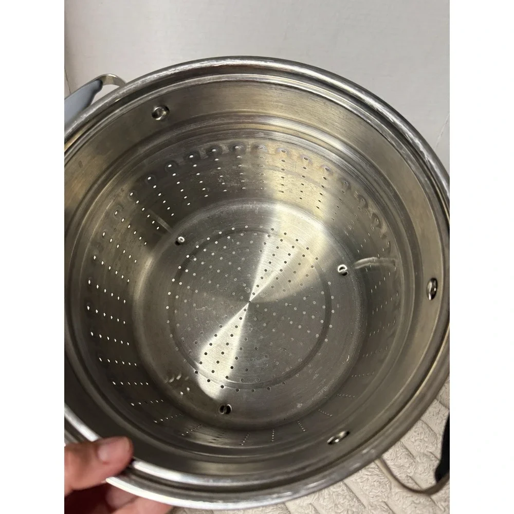 Belgique Stainless Steel Stock Pot Strainer Steamer Insert Double Handle 11 QT